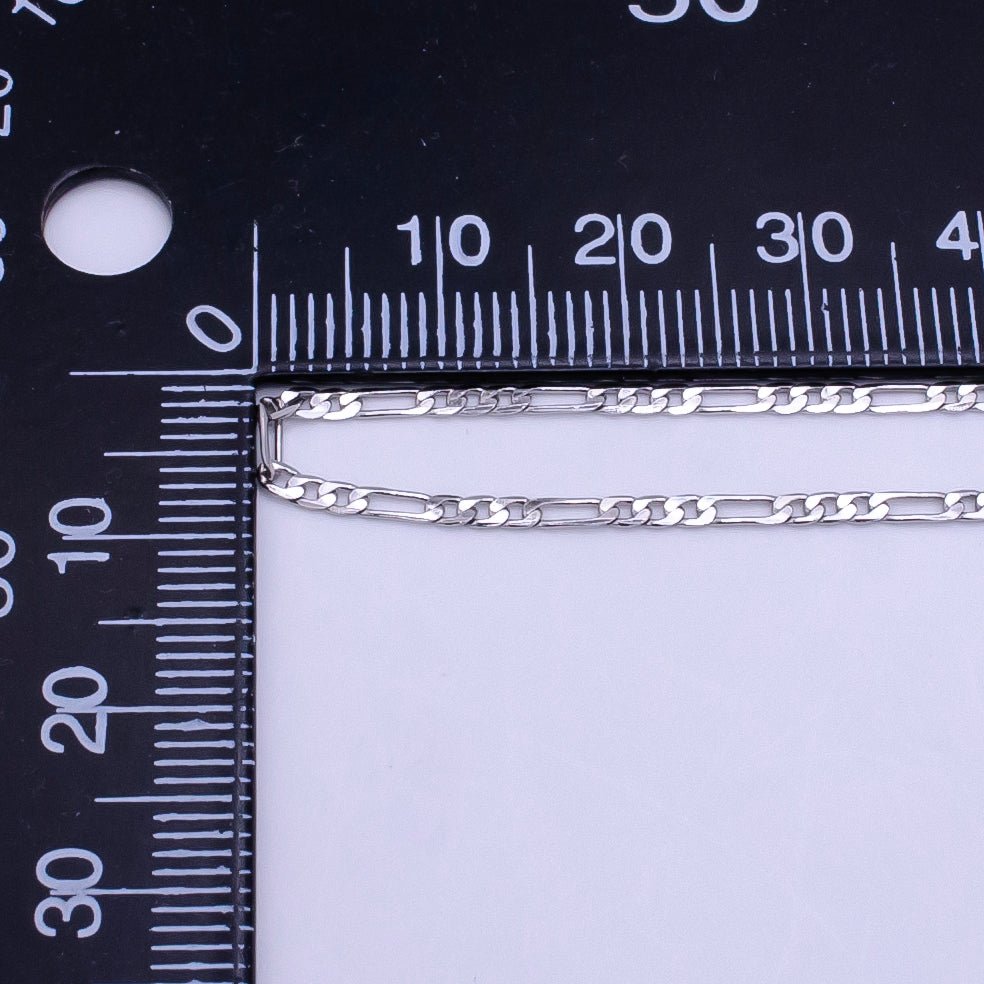 White Gold Filled 1.8mm Figaro Chain 22 Inch Necklace | WA-2501 - DLUXCA