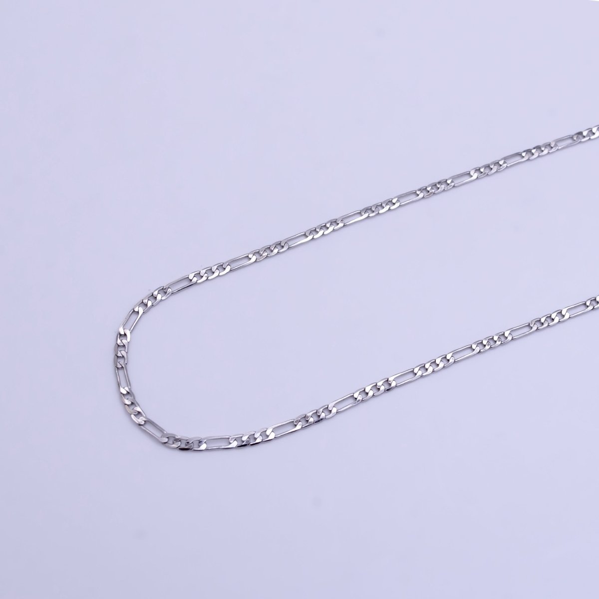 White Gold Filled 1.8mm Figaro Chain 22 Inch Necklace | WA-2501 - DLUXCA