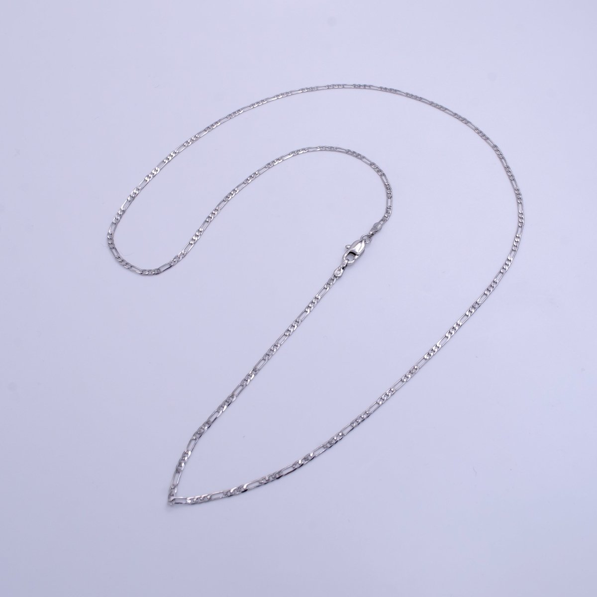 White Gold Filled 1.8mm Figaro Chain 22 Inch Necklace | WA-2501 - DLUXCA