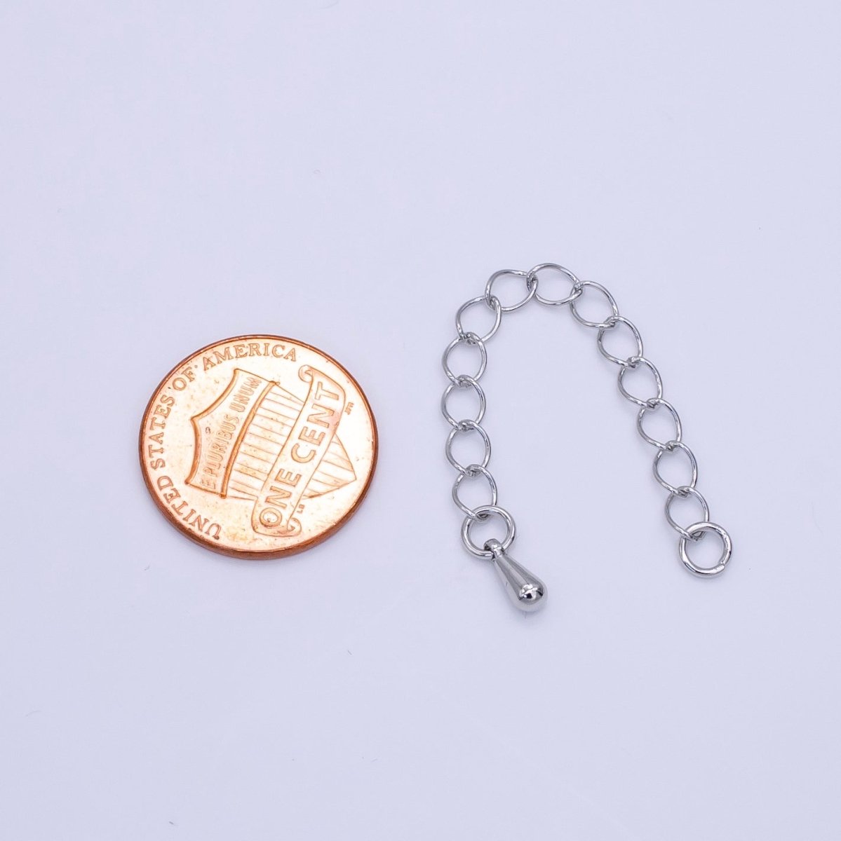 White Gold Filled 2 Inch Cable Chain Extender Findings Set | Z791 - DLUXCA