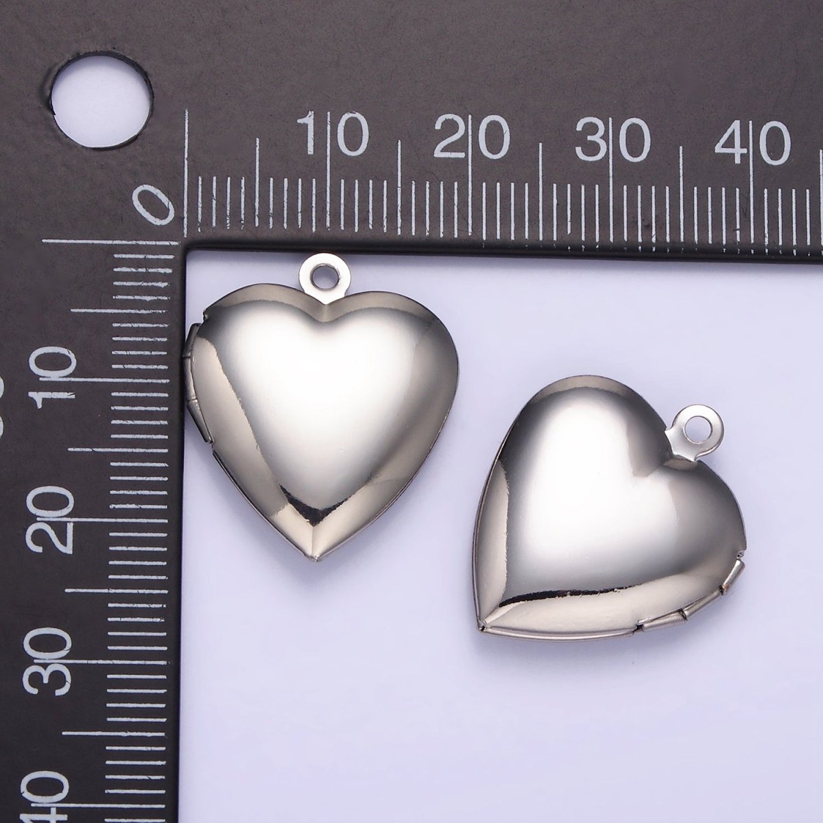 White Gold Filled 24mm Minimalist Heart Locket Pendant | D316 - DLUXCA