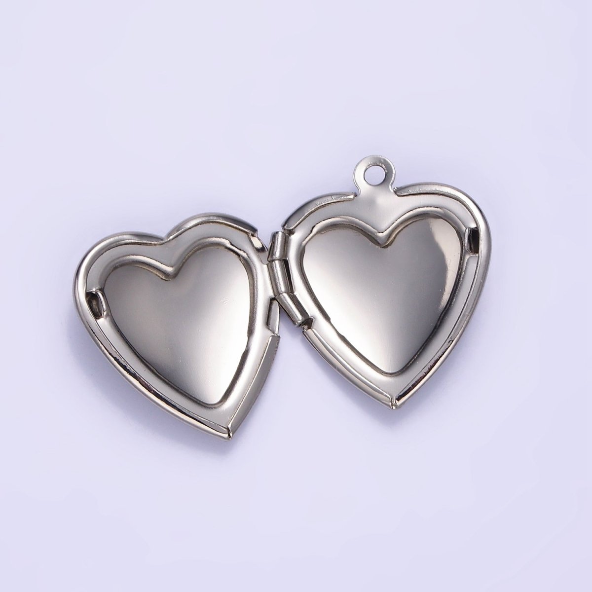 White Gold Filled 24mm Minimalist Heart Locket Pendant | D316 - DLUXCA