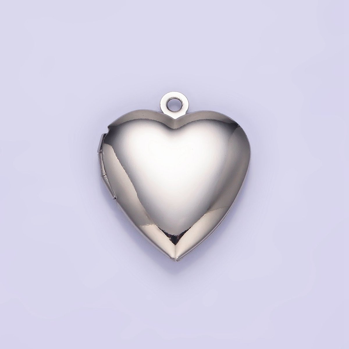 White Gold Filled 24mm Minimalist Heart Locket Pendant | D316 - DLUXCA