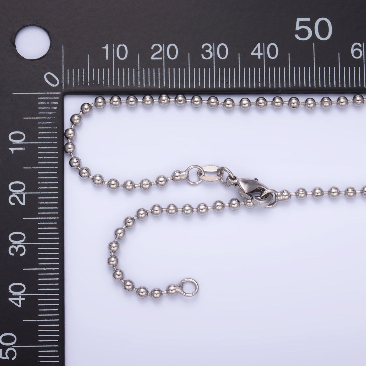 White Gold Filled 2.5mm Ball Bead Bar 17.2 Inch with Extender | WA - 3045 - DLUXCA