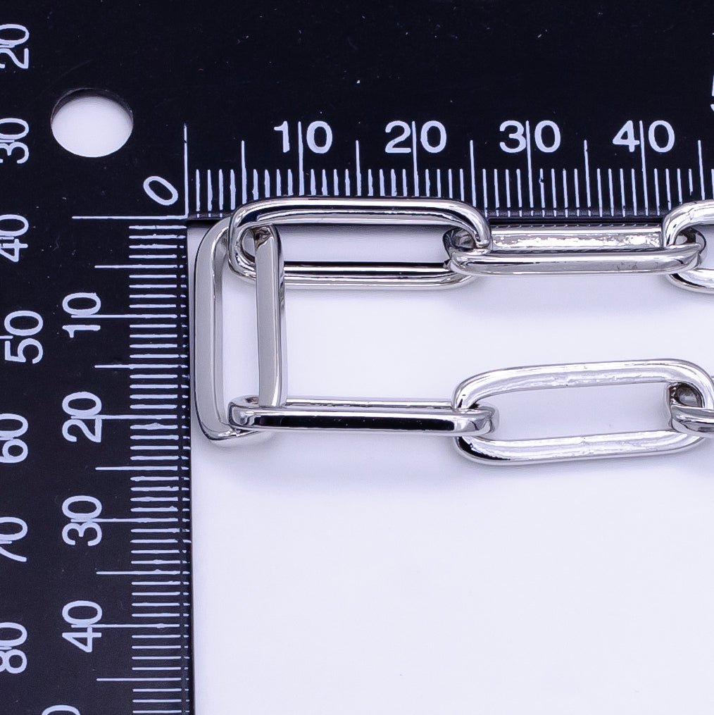 White Gold Filled 8mm Minimalist Paperclip Chain by Yard | Roll-1516 - DLUXCA