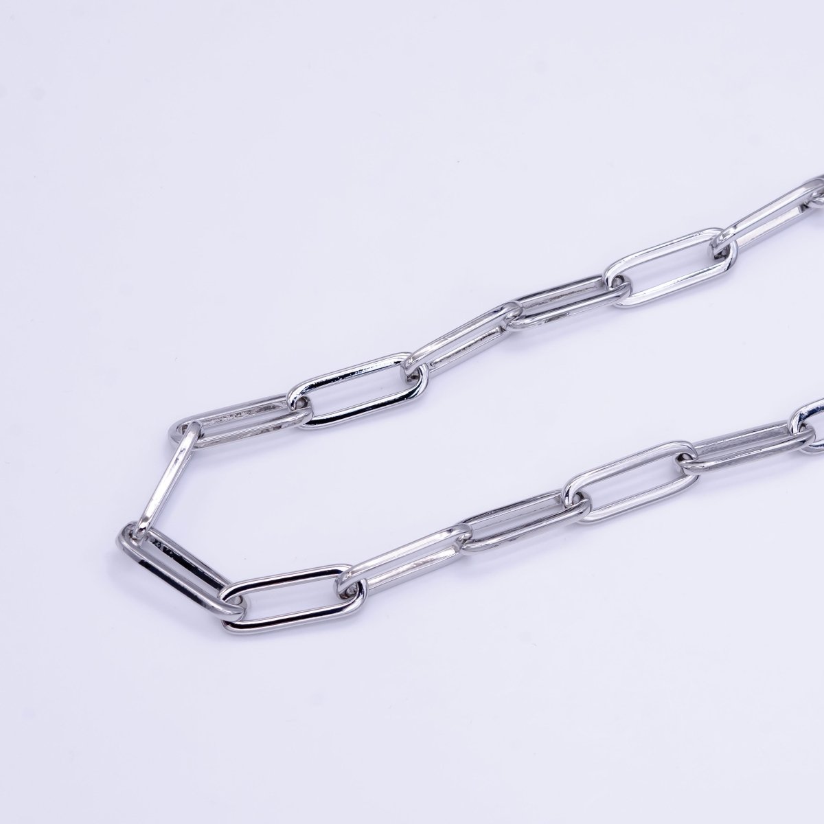 White Gold Filled 8mm Minimalist Paperclip Chain by Yard | Roll-1516 - DLUXCA