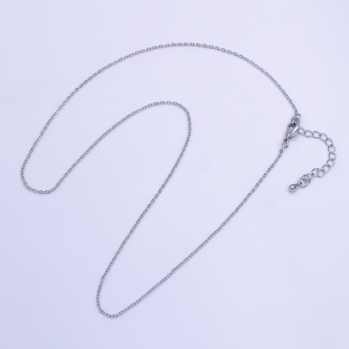 White Gold Filled Anchor Chain Dainty chain necklace, silver necklace chain, Finished chain necklace 18 inch with 1mm width for everyday wear | CN-450 - DLUXCA