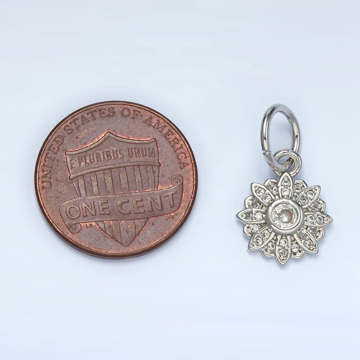 White Gold Filled Clear CZ Blooming Flower Charm | AG861 - DLUXCA
