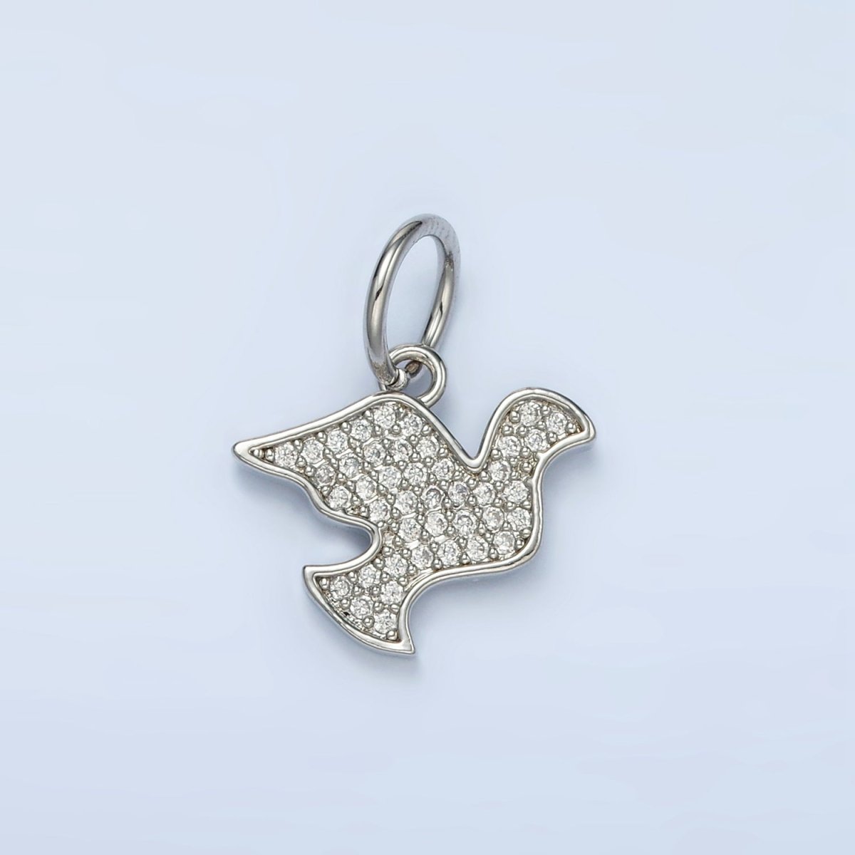 White Gold Filled Dove Bird Micro Paved CZ Silhouette Charm | AG860 - DLUXCA