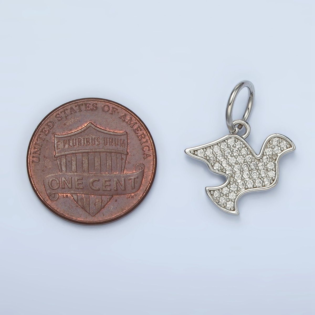 White Gold Filled Dove Bird Micro Paved CZ Silhouette Charm | AG860 - DLUXCA