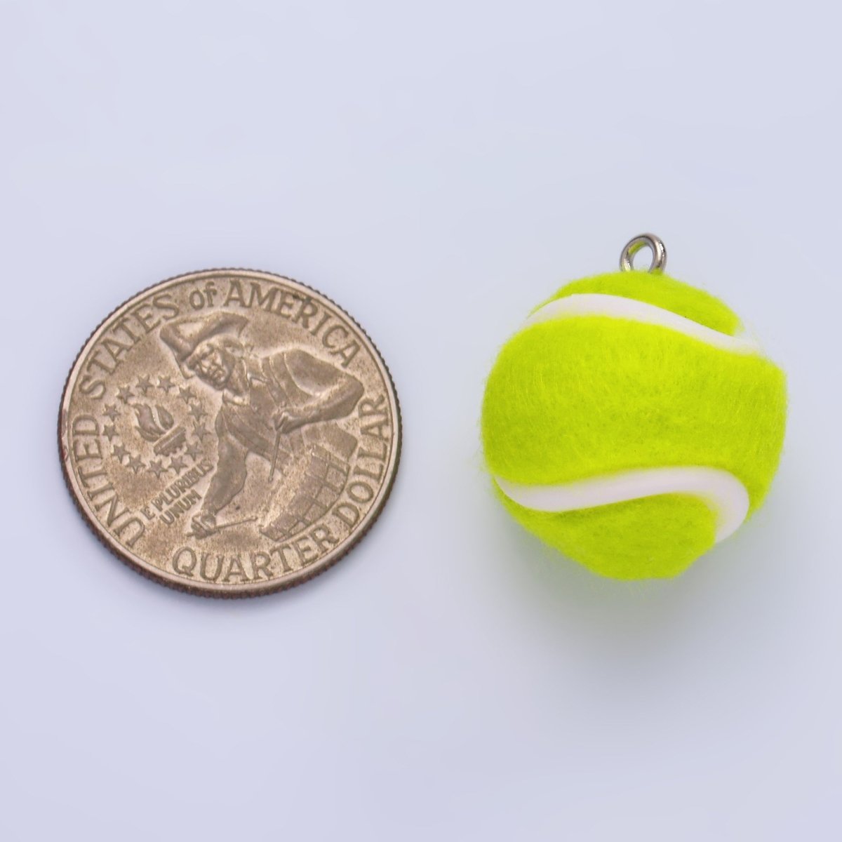 White Gold Filled Green Tennis Ball Fuzzy Multidimensional 3D Charm | M538 - DLUXCA
