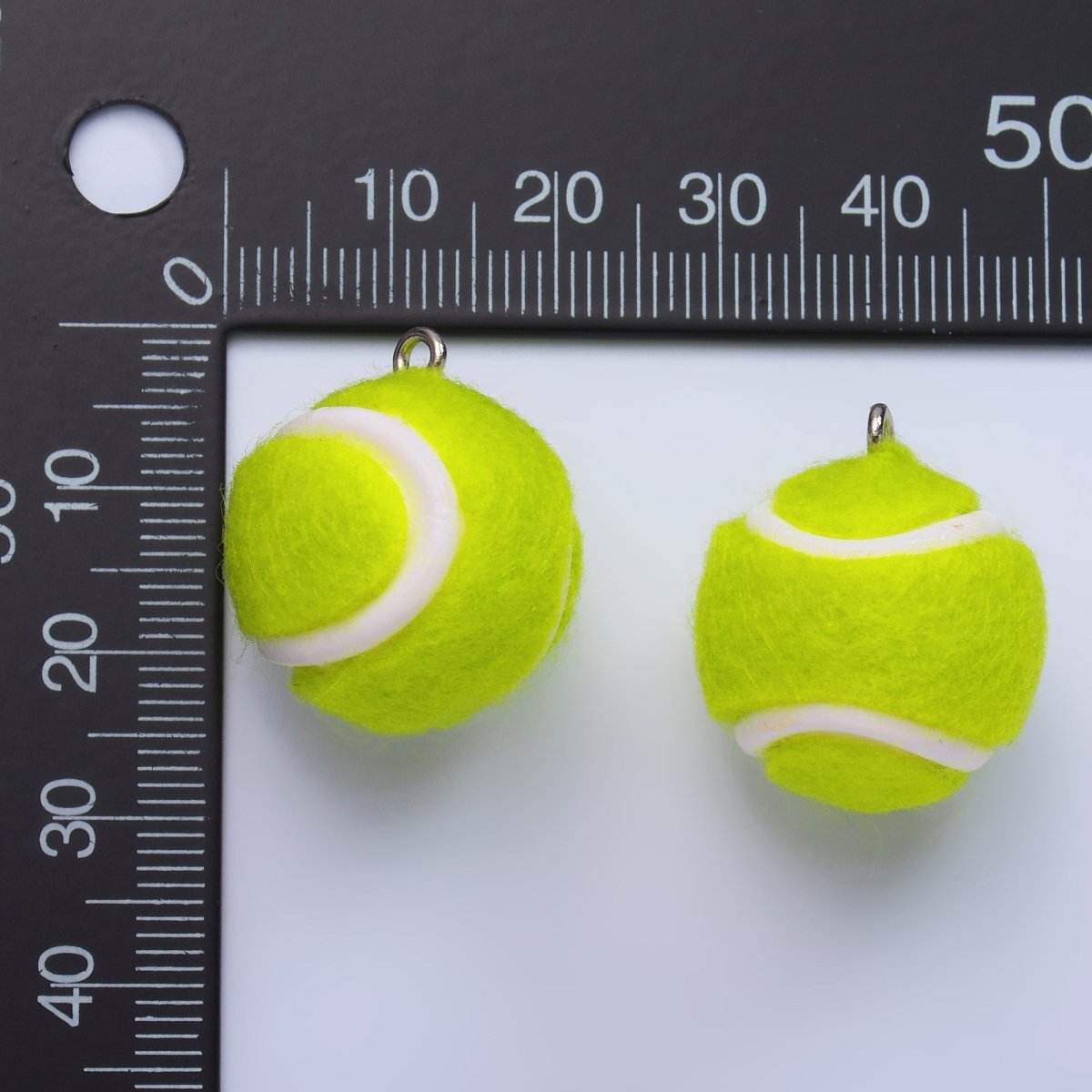 White Gold Filled Green Tennis Ball Fuzzy Multidimensional 3D Charm | M538 - DLUXCA