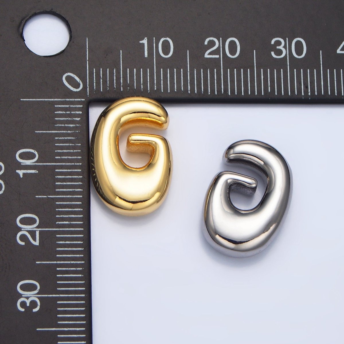 White Gold Filled Groovey Chubby Balloon Letter Initial Pendant | A1643 - A1655 - DLUXCA