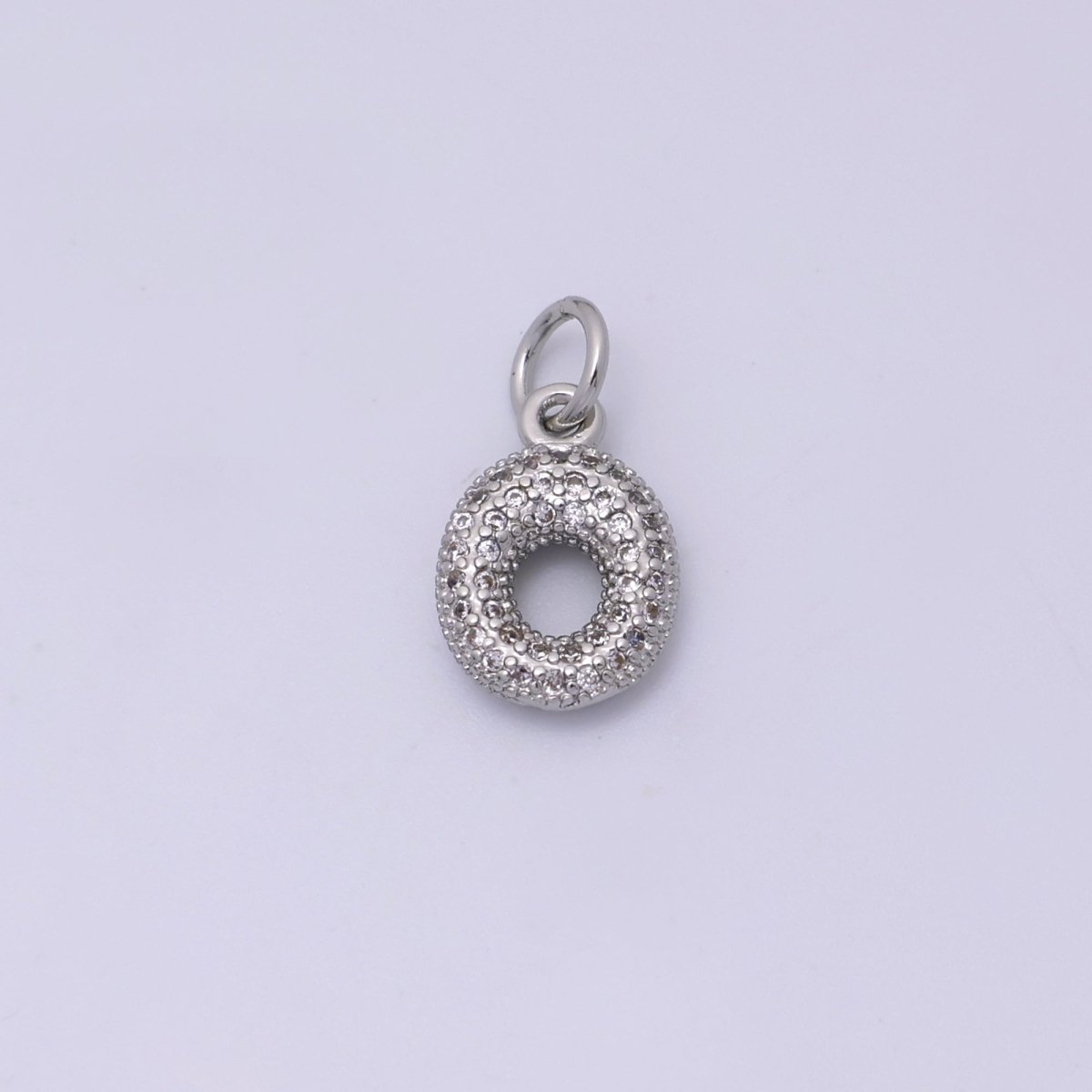 White Gold Filled Micro Paved CZ Chubby Balloon Initial Letter Pendant | A157 - A169 - DLUXCA