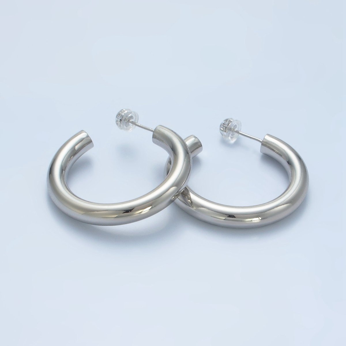 White Gold Filled Minimalist Silver Hoop Earrings | AD - 689 AD - 690 - DLUXCA