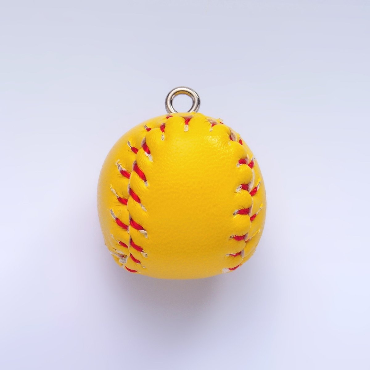 White Gold Filled White Baseball, Yellow Softball Leather Multidimensional 3D Charm | M466 - DLUXCA
