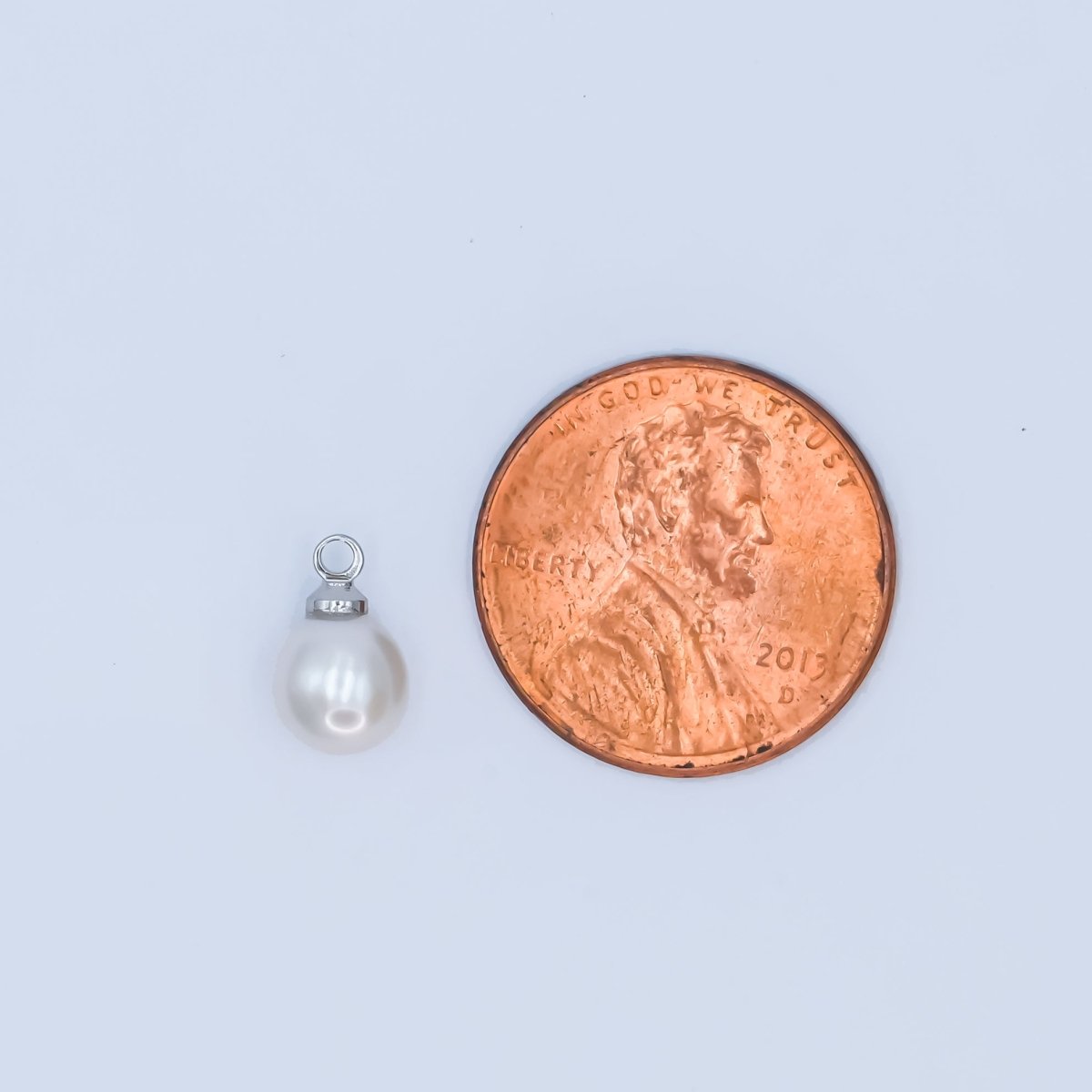 White Gold Filled White Shell Pearl Button Mini Charm | P1570 - DLUXCA