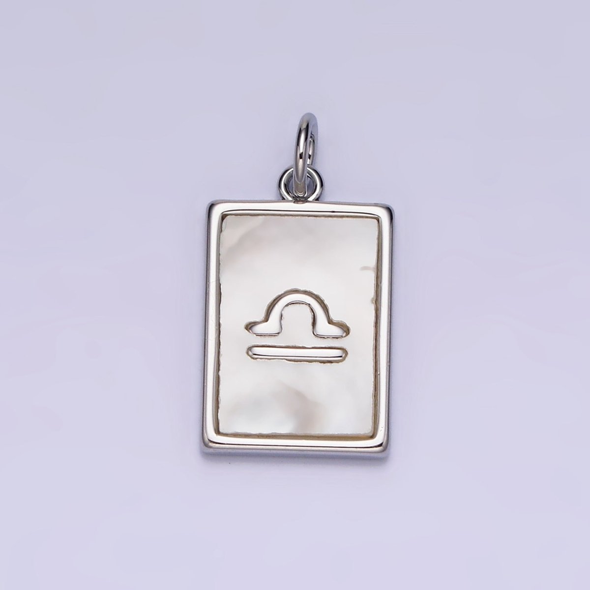 White Gold Filled Zodiac Sign Shell Pearl Rectangular Tag Charm | A1259 - A1270 - DLUXCA