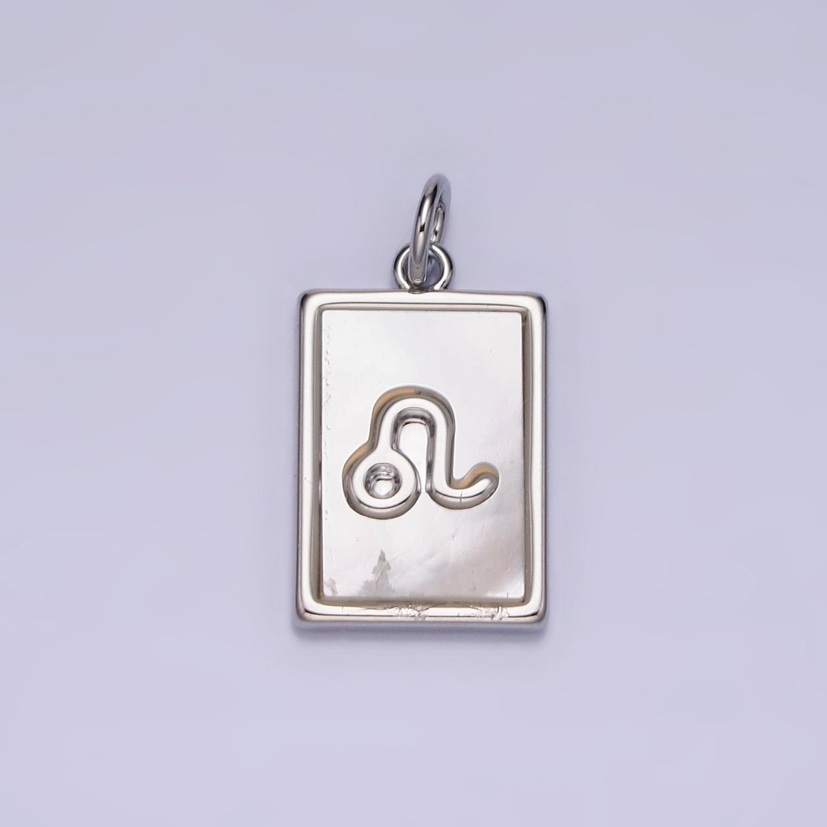 White Gold Filled Zodiac Sign Shell Pearl Rectangular Tag Charm | A1259 - A1270 - DLUXCA