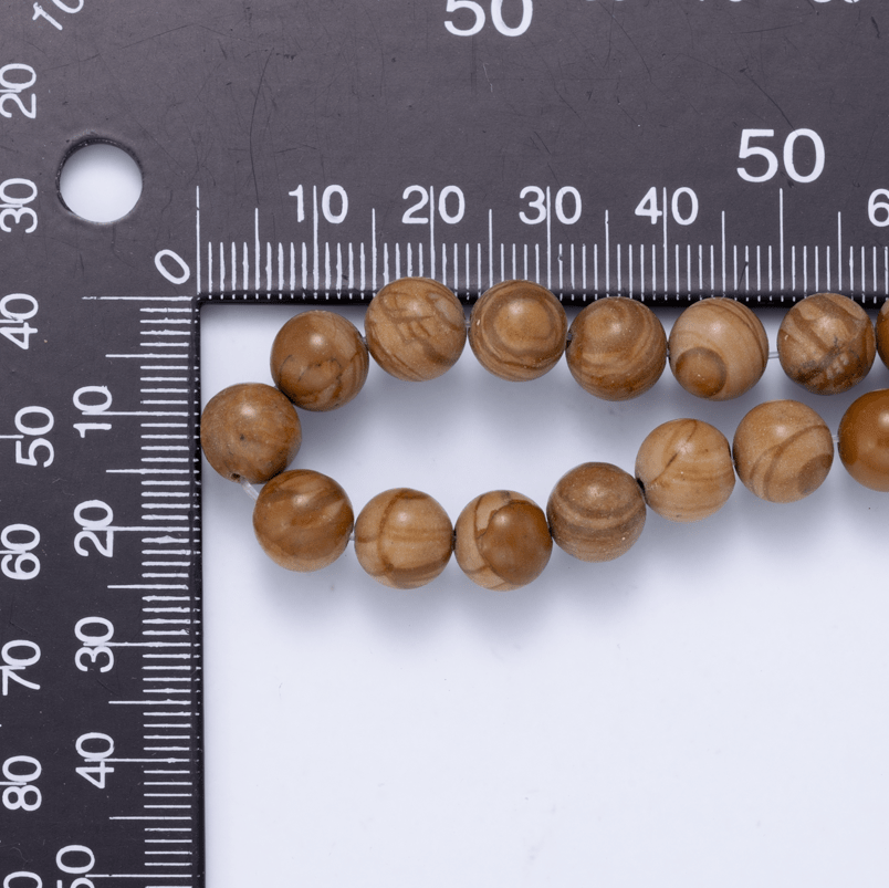 Wood Grain Jasper Round Gemstone Bead Strand Findings | WA-04748 - DLUXCA