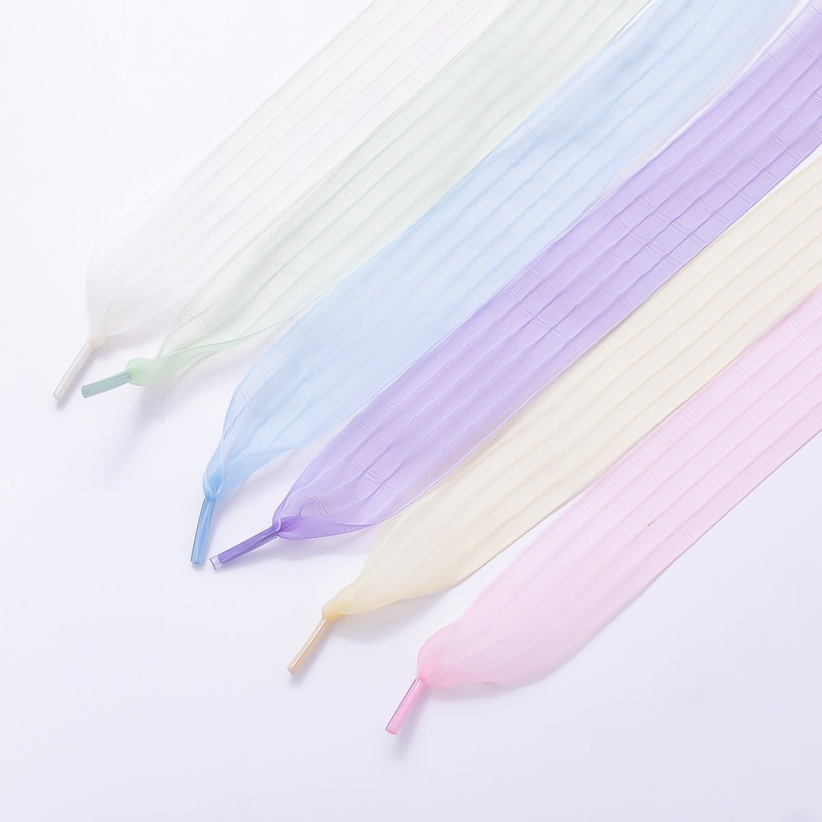 Yellow, Pink, Blue, Purple, Beige, Green Stripe Ribbon Shoelace Accessories | WB-00364 ~ WB-00369 - DLUXCA
