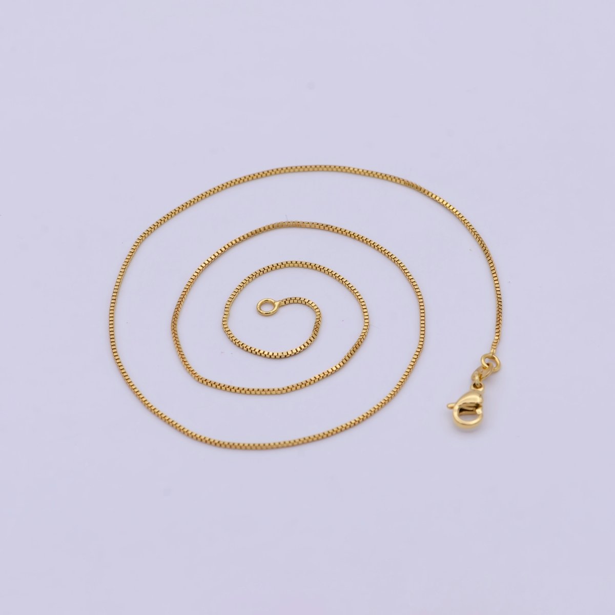 0.8 mm Chain box necklace, 24k gold filled chain box, Dainty gold filled chain, minimalist necklace 16 inch chain | WA-742 Clearance Pricing - DLUXCA