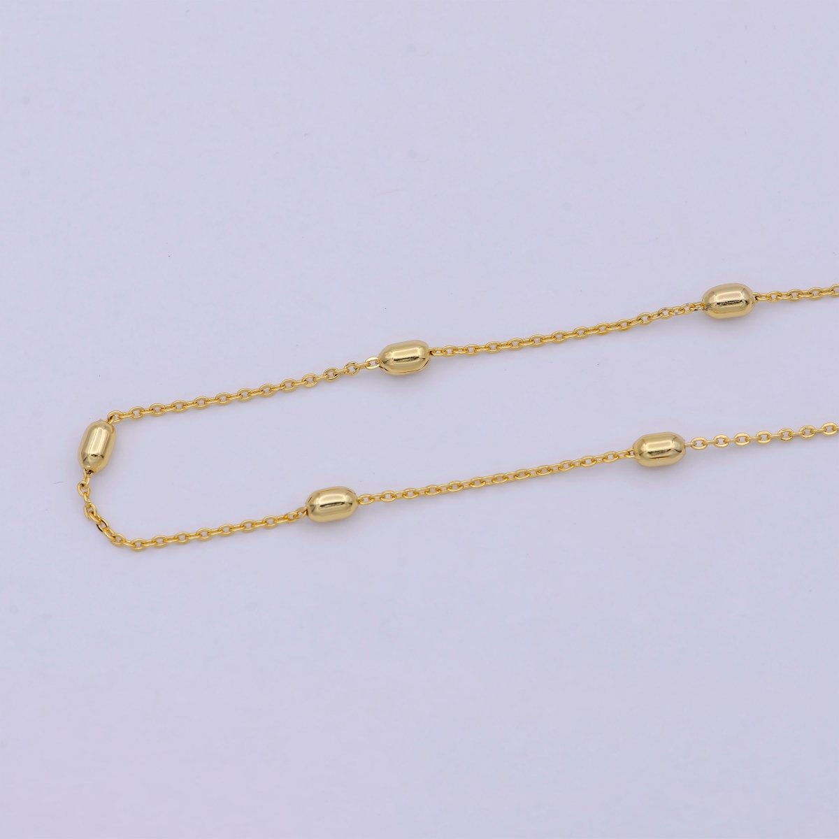 1 mm Satellite necklace, 24k gold filled chain Bead, Dainty gold filled chain, minimalist necklace 17.7 inch chain | WA-741 Clearance Pricing - DLUXCA
