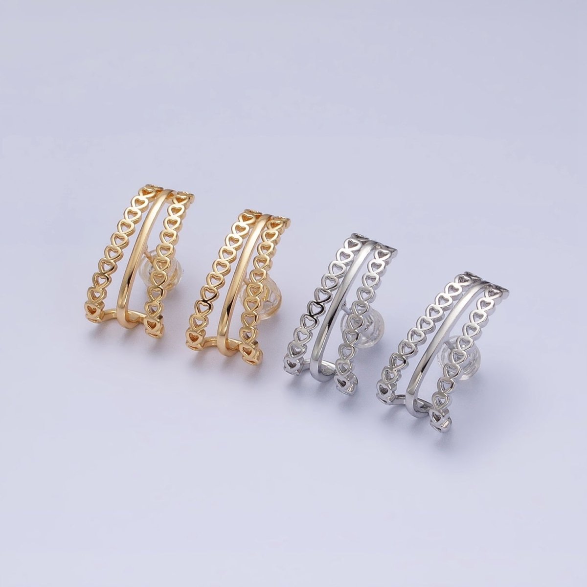 1 Pair Heart Ear Stud Earrings Gold Wrap Earring Jewelry AD895 AD896 - DLUXCA