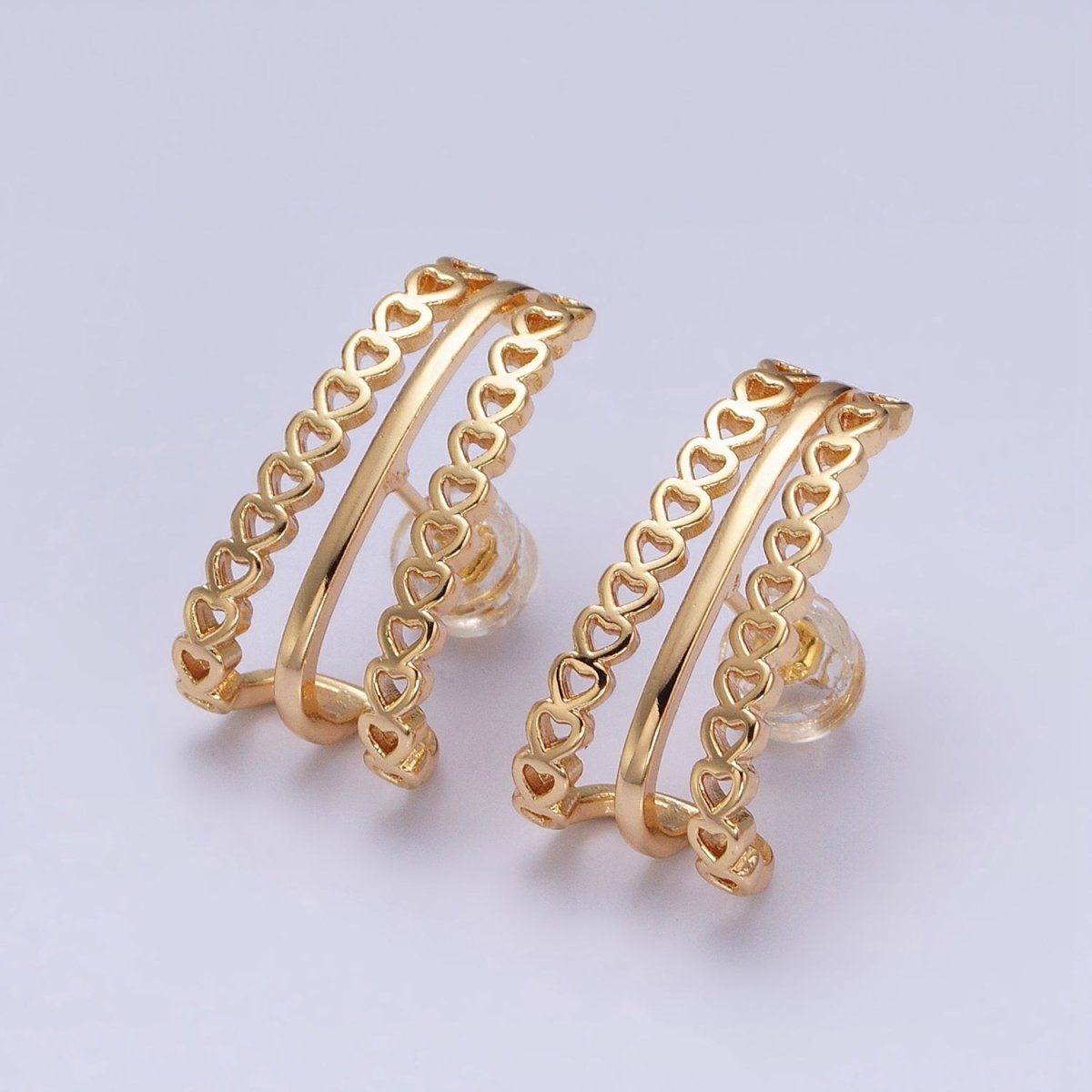 1 Pair Heart Ear Stud Earrings Gold Wrap Earring Jewelry AD895 AD896 - DLUXCA