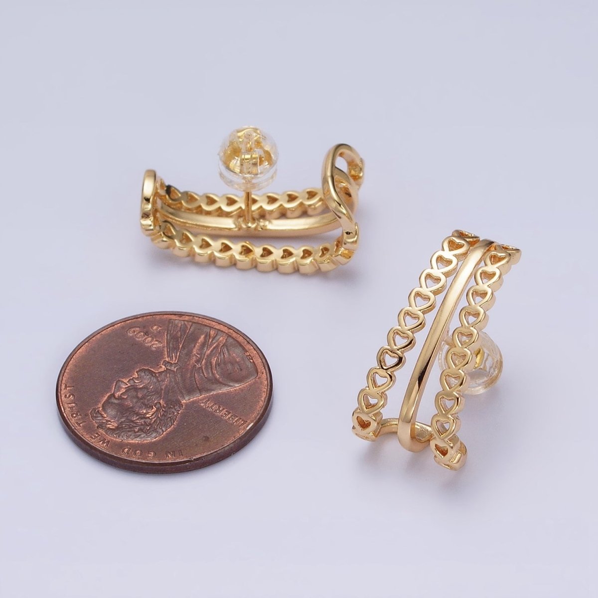 1 Pair Heart Ear Stud Earrings Gold Wrap Earring Jewelry AD895 AD896 - DLUXCA