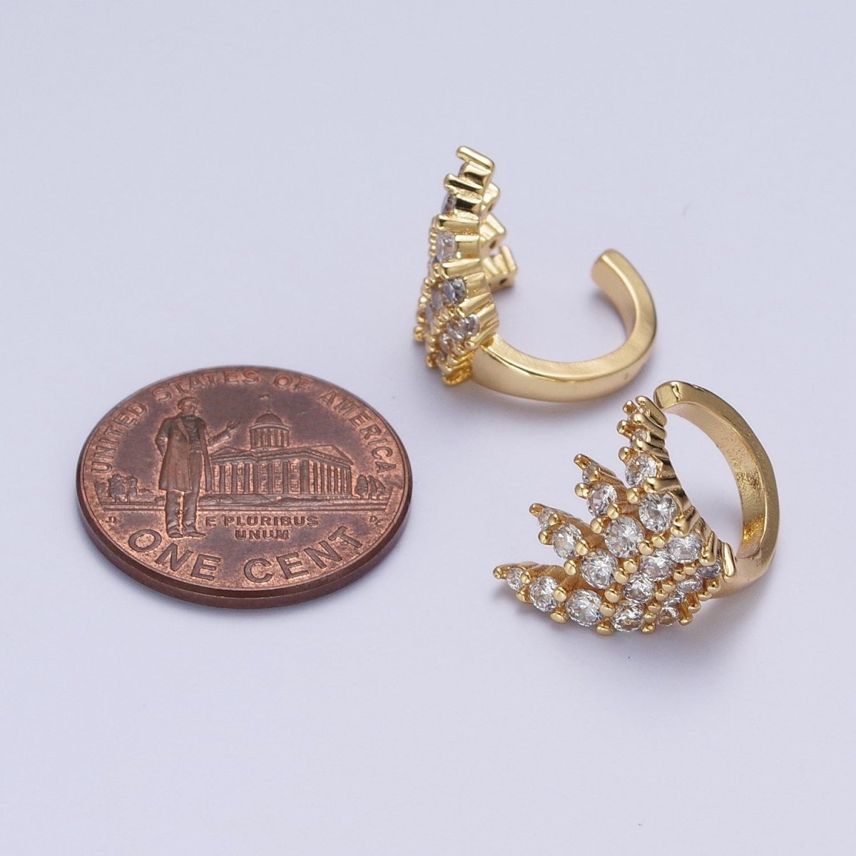 1 Pair Micro Pave Cubic Zirconia CZ Multiple Four Claw Ear Cuff Earrings | X-858 - DLUXCA