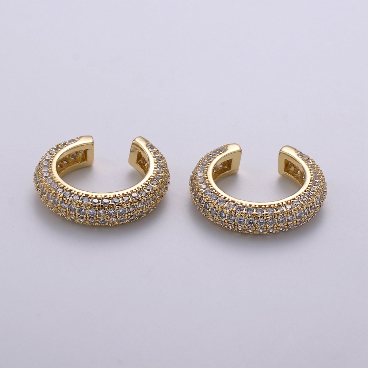 1 Piece 16mm 24k Gold Micro Pave Ear Cuffs, Chunky Ear Cuffs, Dainty Hoops, Micro Pave Ear Cuffs, Gold Plated Earrings AI-102 AI-103 - DLUXCA
