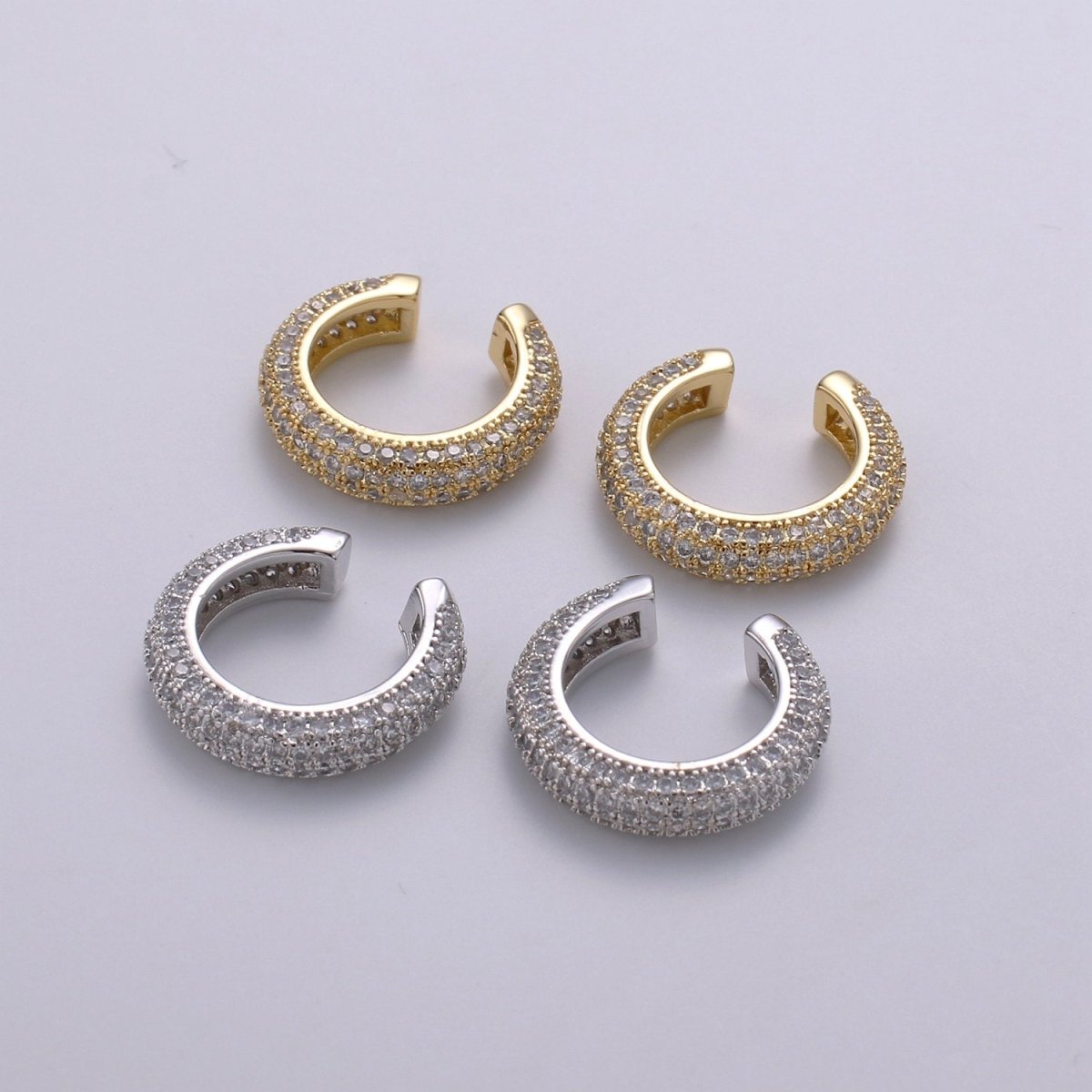 1 Piece 16mm 24k Gold Micro Pave Ear Cuffs, Chunky Ear Cuffs, Dainty Hoops, Micro Pave Ear Cuffs, Gold Plated Earrings AI-102 AI-103 - DLUXCA