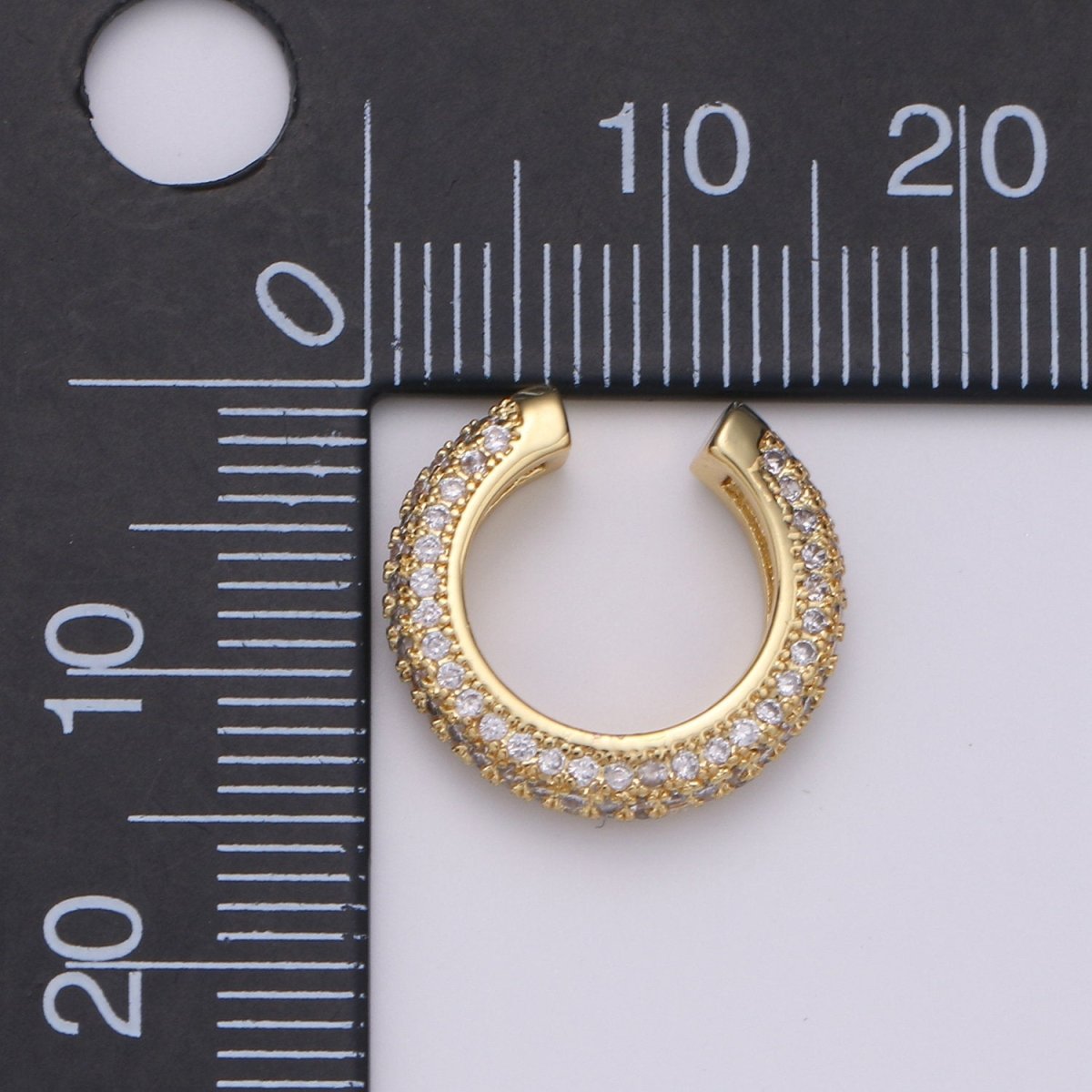 1 Piece 16mm 24k Gold Micro Pave Ear Cuffs, Chunky Ear Cuffs, Dainty Hoops, Micro Pave Ear Cuffs, Gold Plated Earrings AI-102 AI-103 - DLUXCA