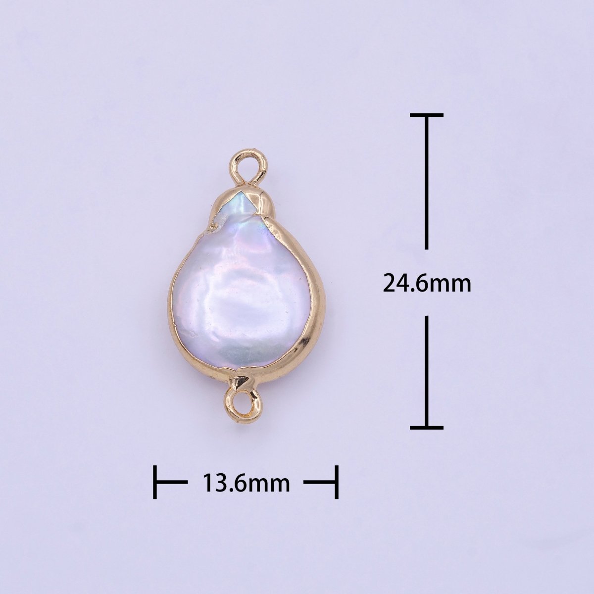 1 Piece Natural Pearl Gold bezel connector approx 24.6X13.5mm Freeform Pear shape gold plated Charm Connector P-1848 - DLUXCA