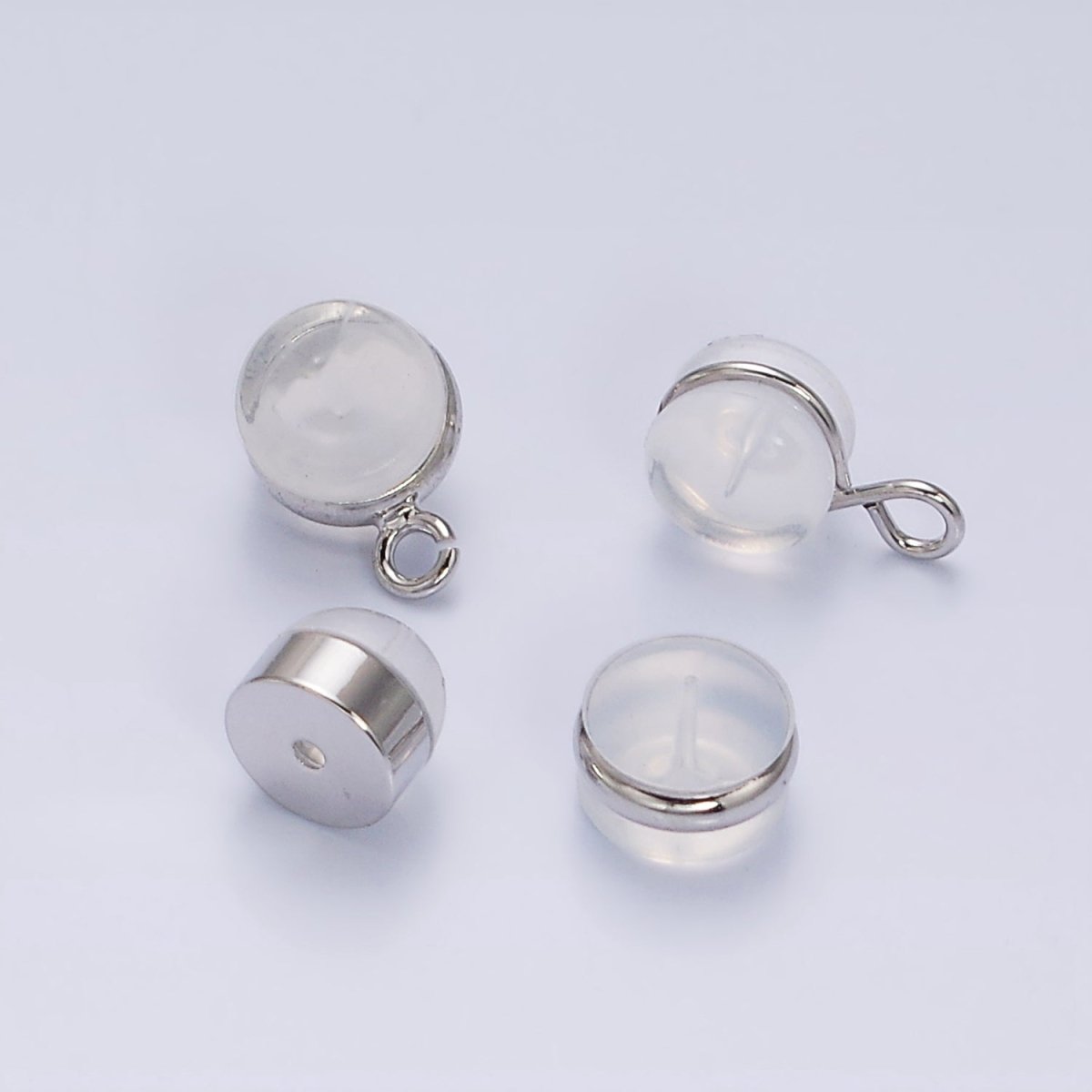 10 pair Soft Silicone Earring Backs for Studs Silver Rubber Earring Backs with Open Link Hypoallergenic Safety Plastic Earring Back for Jewelry Making Z-425 Z-426 Z-427 Z-428 - DLUXCA
