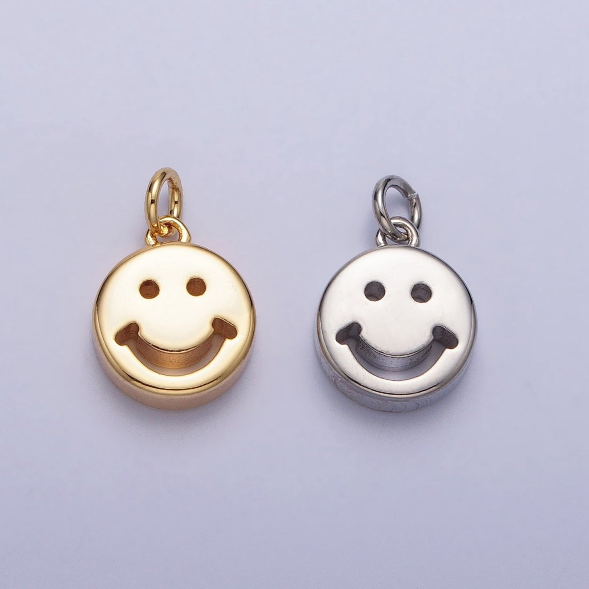 10.5mm Mini Smiley Face Emoji Round Add-On Charm in Gold & Silver | AC225 AC298 - DLUXCA
