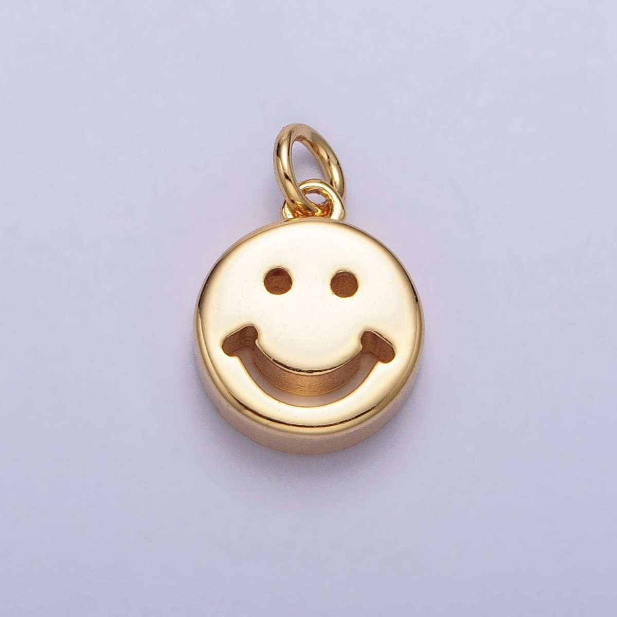 10.5mm Mini Smiley Face Emoji Round Add-On Charm in Gold & Silver | AC225 AC298 - DLUXCA