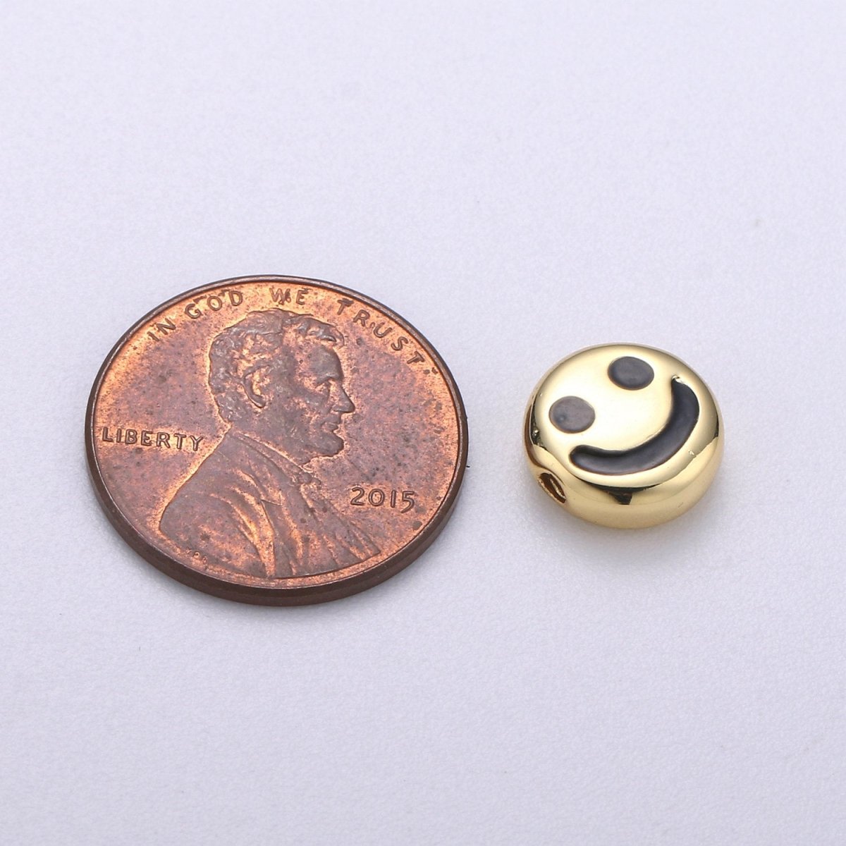 10mm CZ Gold Filled Beads, Smiley Beads, Happy Face Beads, Emoji Charm for Bracelet Necklace Supply B-350 - DLUXCA