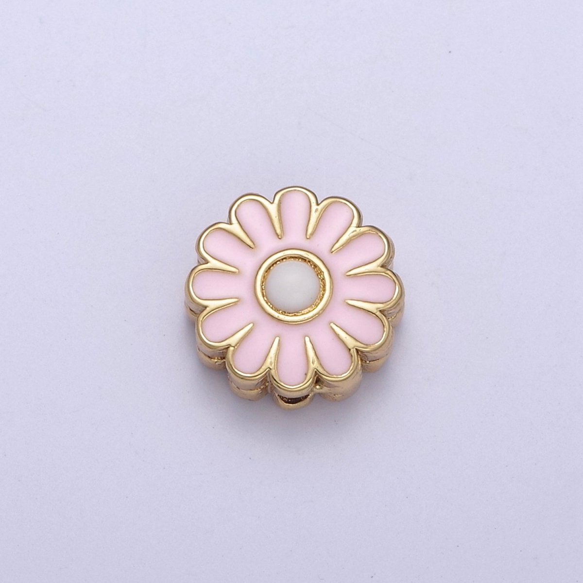 10mm Daisy Flower Bead Spacer Pink Mini Floral Nature Gold Filled Art Jewelry Making Beads B-773 - DLUXCA