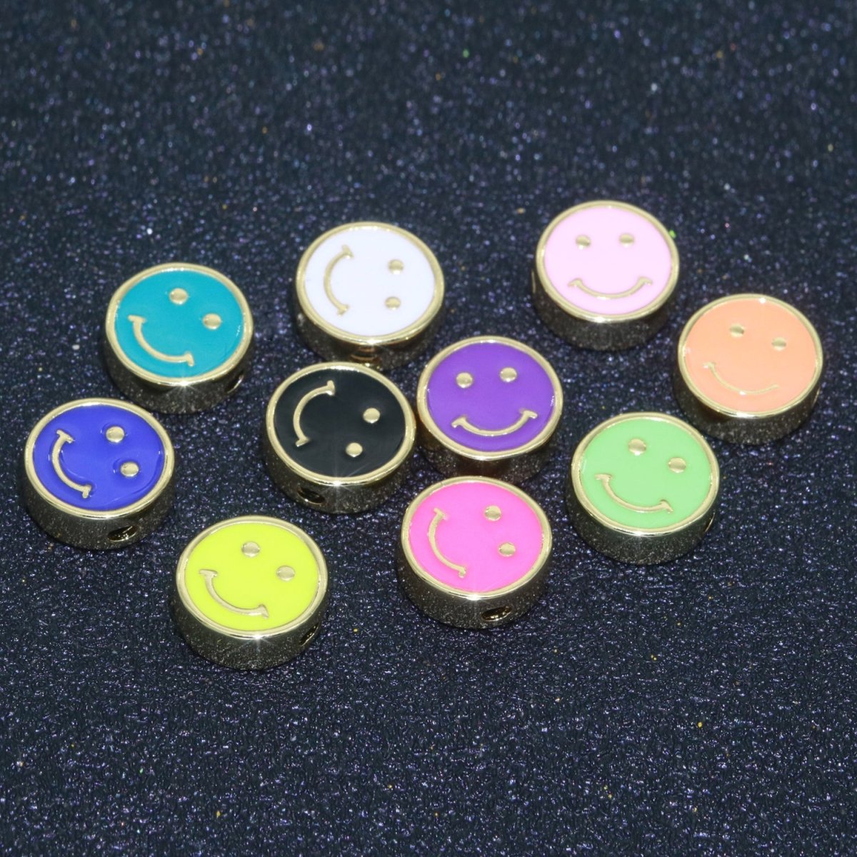 10mm Enamel Heart Smiley Face Bead, Emoji Bead, Happy Face, Gold Cute Spacer Bead, Necklace And Bracelet Making, Jewelry Supply B-604 B-606 B-607 B-609 B-610 - DLUXCA