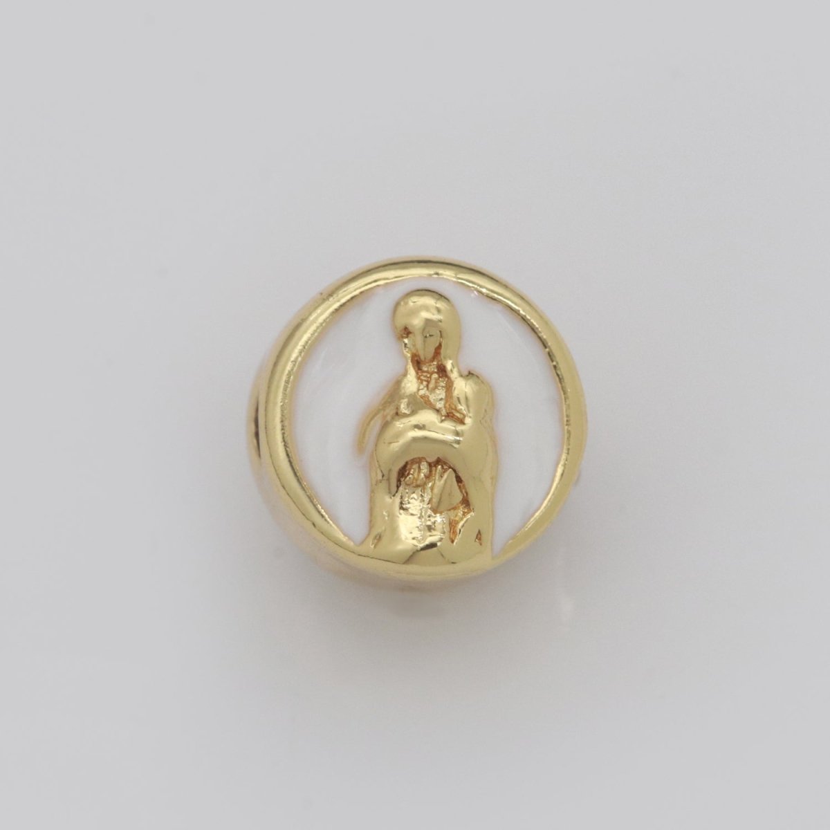 10mm enamel Round bead Add on Symbol bracelet bead personalized bracelet jewelry Moon, Star, Thunder, Heart, Happy Face, Virgin Mary Design B-696 to B-707 - DLUXCA