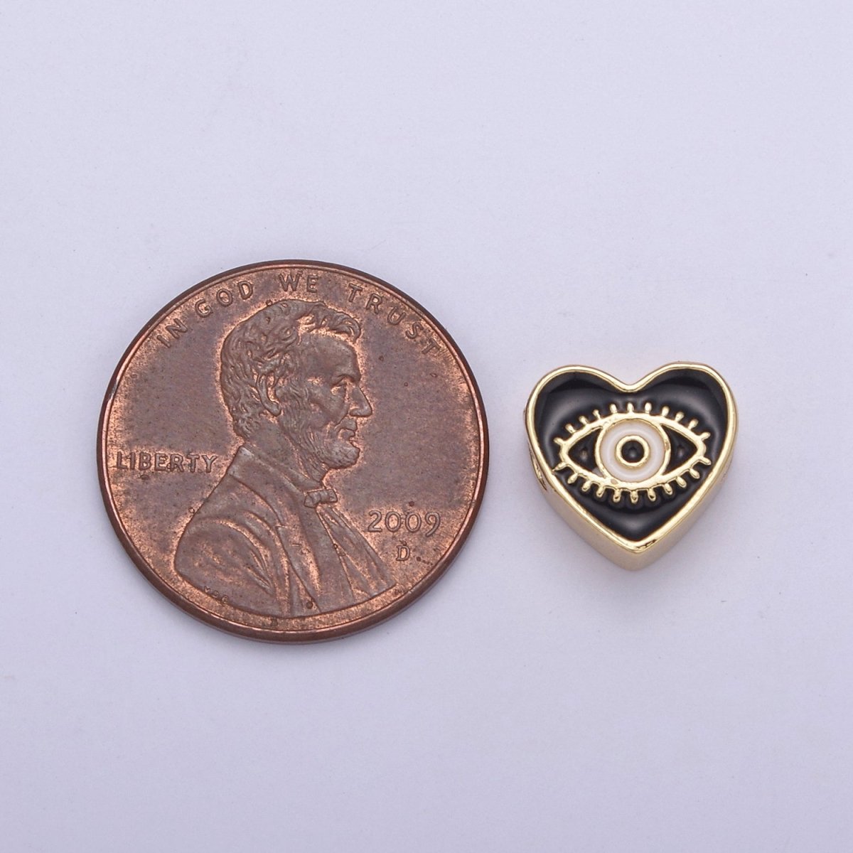 10mm Evil eye beads, Heart eye jewelry beads, Heart beads, Black Blue White Enamel bead spacer for Bracelet Component B-167 B-190 B-206 - DLUXCA