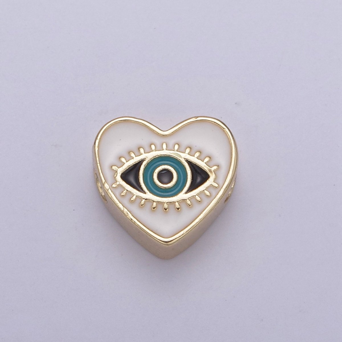 10mm Evil eye beads, Heart eye jewelry beads, Heart beads, Black Blue White Enamel bead spacer for Bracelet Component B-167 B-190 B-206 - DLUXCA