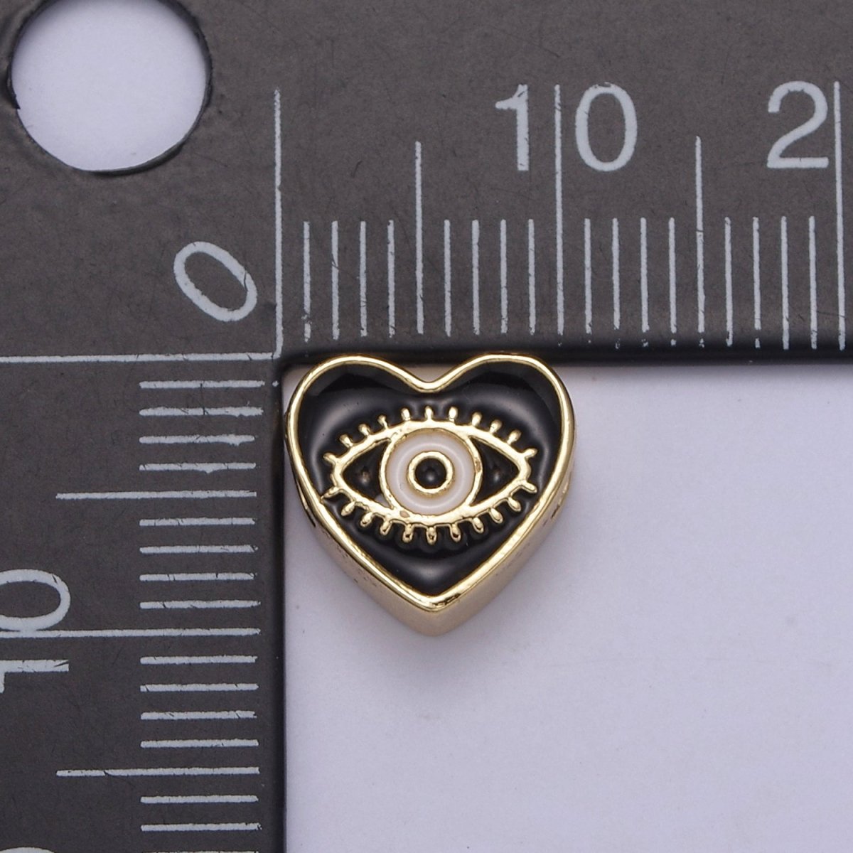 10mm Evil eye beads, Heart eye jewelry beads, Heart beads, Black Blue White Enamel bead spacer for Bracelet Component B-167 B-190 B-206 - DLUXCA