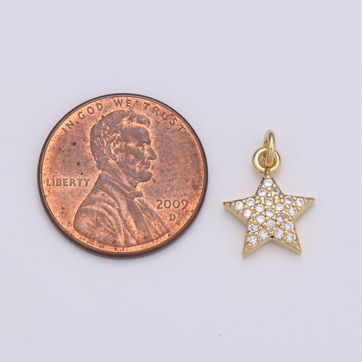 10x10mm 24K Gold Filled Star Charms, Cubic Zirconia Charms, Micro Pave Charms, Star Pendant, CZ Celestial Jewelry Micro Pave Star Charm, D-578 D-579 - DLUXCA