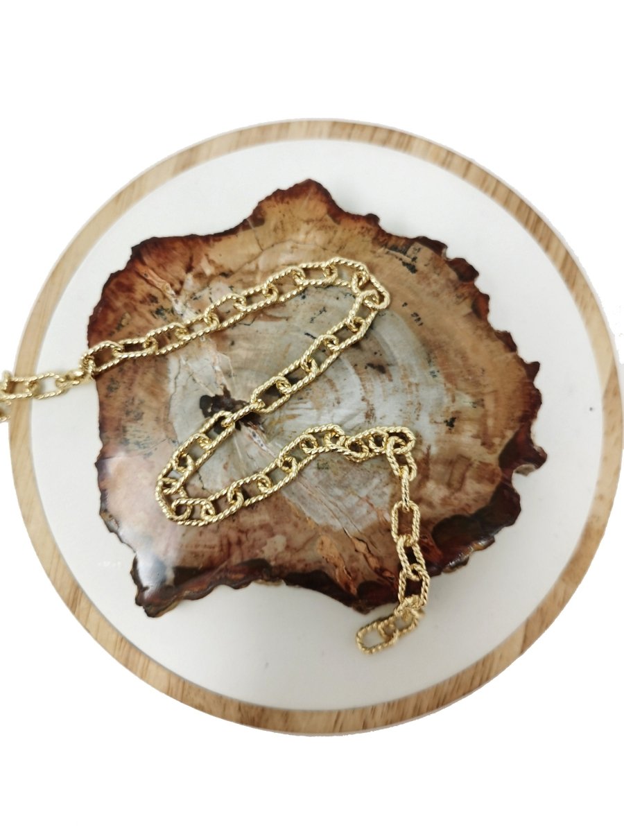 10x6mm 24k Gold Filled Paper Clip Chain Twisted Texturized Tubed Chain, Elongated Oval Chain by Yard for Necklace Bracelet Supply | ROLL-088 Clearance Pricing - DLUXCA