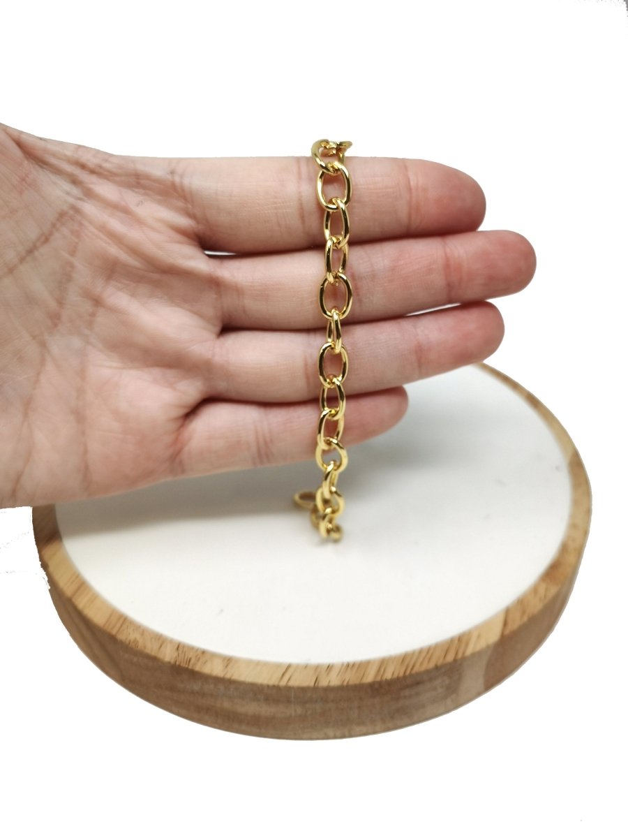 10X7mm Chunky Rolo CABLE Chain, 24K Gold Filled Sold by Yard, Unfinished Chain For Necklace Bracelet Anklet Supply | ROLL-099 Clearance Pricing - DLUXCA