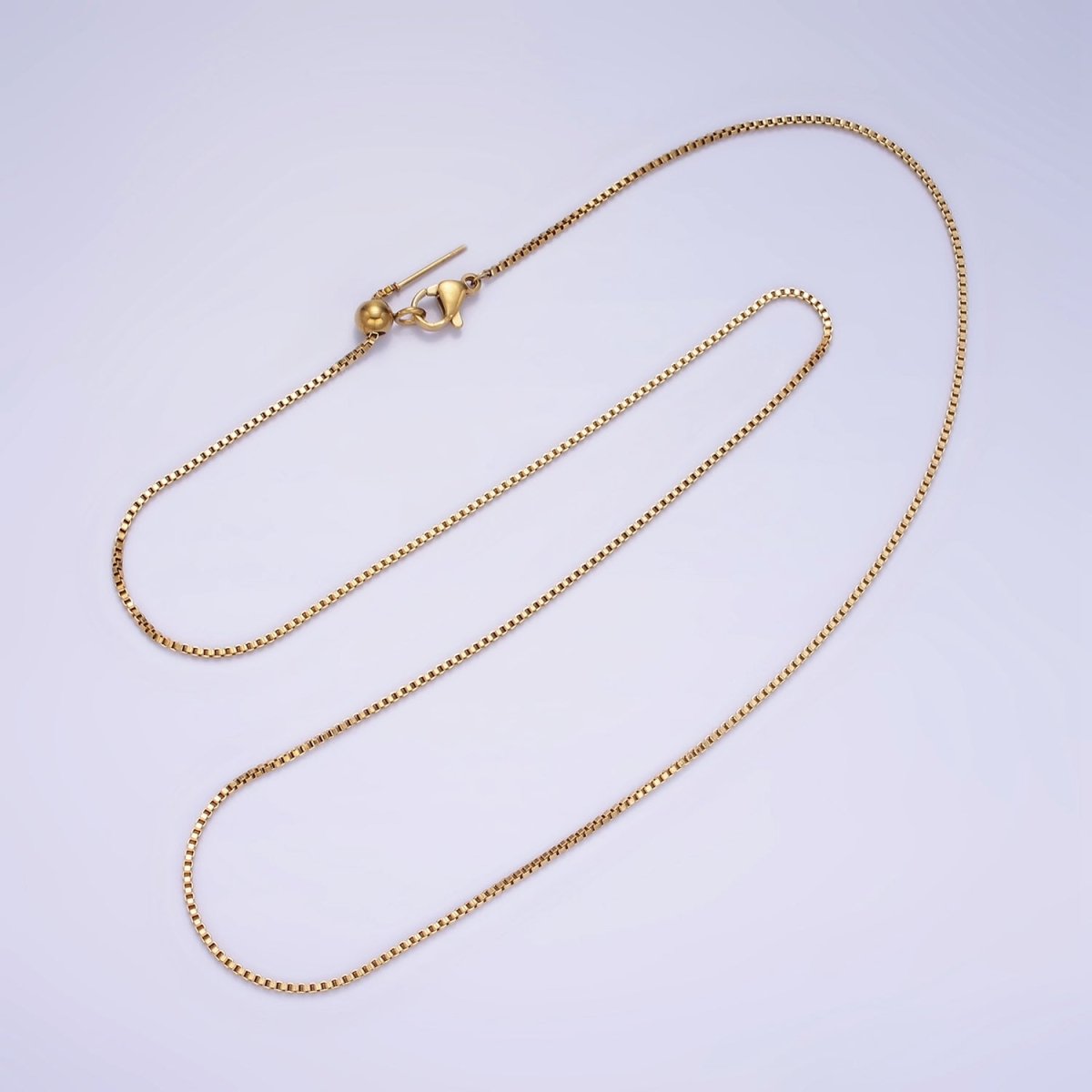 1.1mm Adjustable Box Chain Necklace Gold Up To 20" long | WA-2422 - DLUXCA