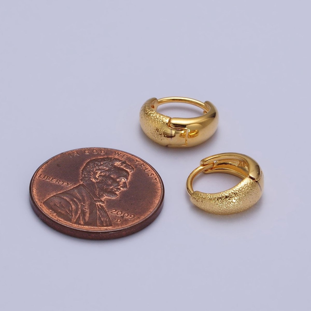 11mm Hammered Textured Dome Everyday Gold Huggie Earrings | AB121 - DLUXCA